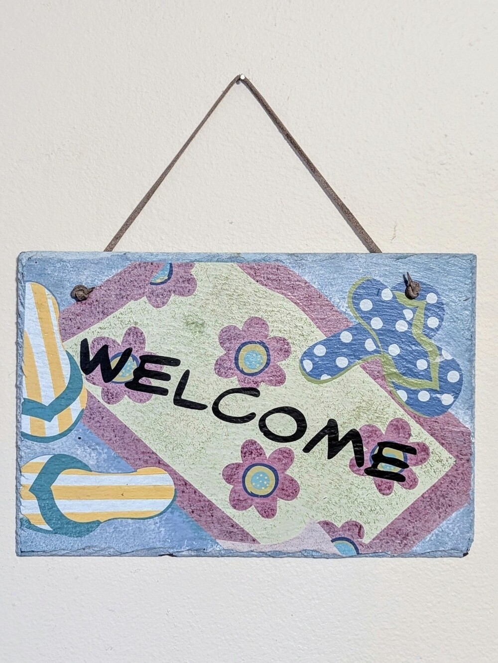 Vintage Slates Ornate Welcome Beachy Sign